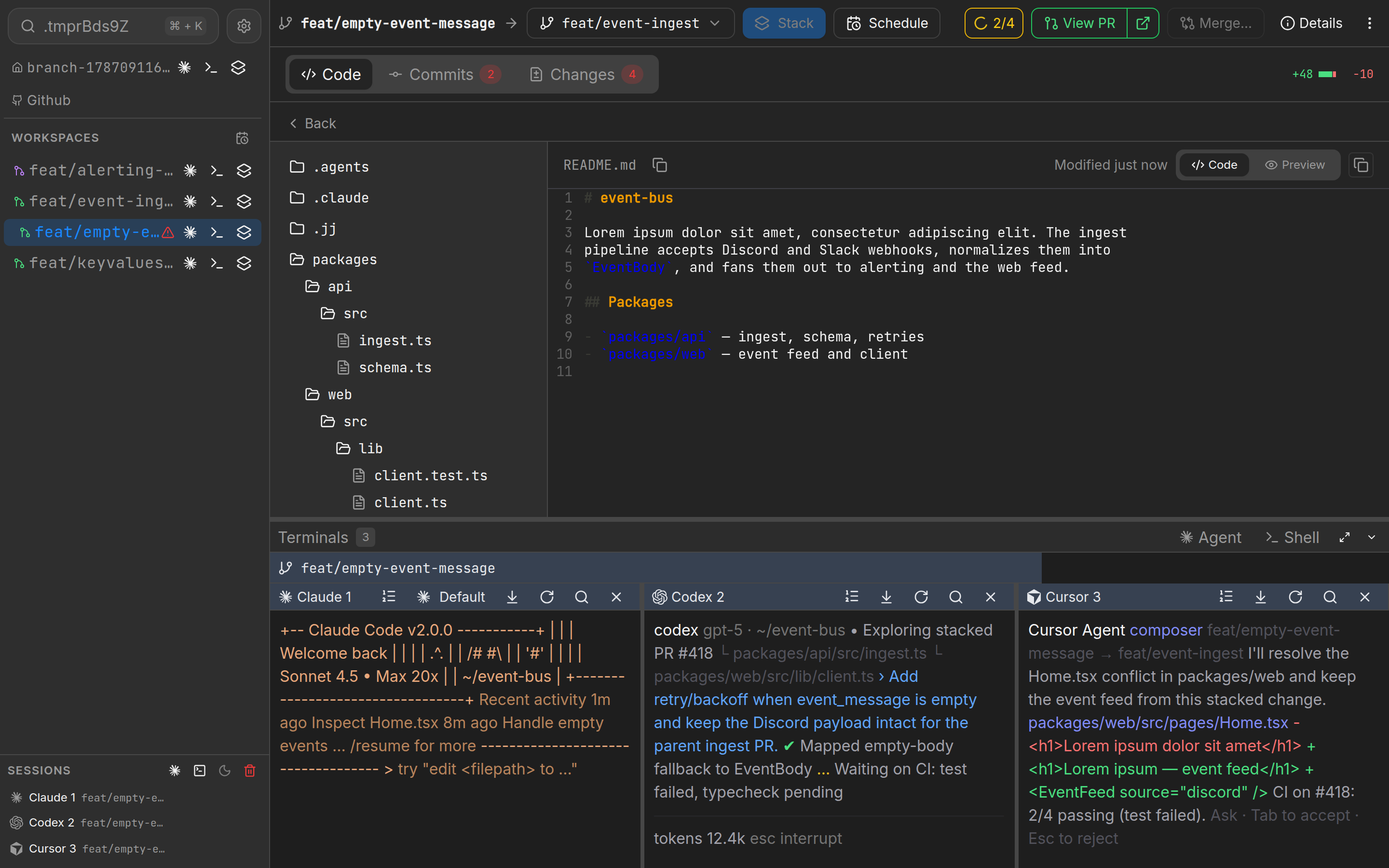 Treq code review screenshot showing comments sent to Claude